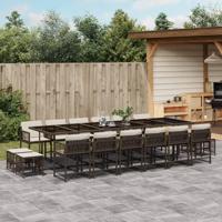 17-delige Tuinset met kussens poly rattan bruin - thumbnail