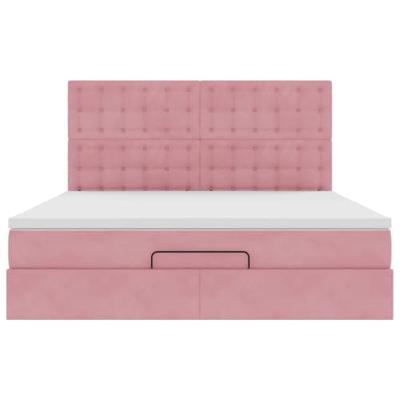 Ottoman bed met matrassen 180x200cm fluweel roze