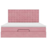 Ottoman bed met matrassen 180x200cm fluweel roze - thumbnail