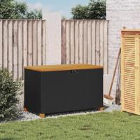 Tuinbox 110x55x63 cm poly rattan en acaciahout zwart - thumbnail