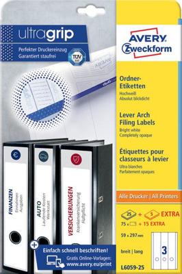 Rugetiket avery breed/lang 59x297mm zk wit Rugetiket avery breed/lang 59x297mm zk wit