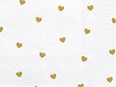Witte Servetten met gouden hartjes 20 stuks