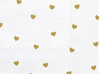 Witte Servetten met gouden hartjes 20 stuks - thumbnail