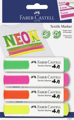 Faber Castell Textielmarker Neon - set 4 stuks