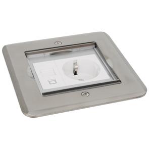 Vloerstopcontact RVS stopcontact en Rj45 Cat5 datadoos