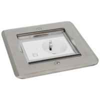 Vloerstopcontact RVS stopcontact en Rj45 Cat5 datadoos - thumbnail