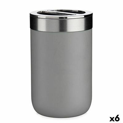 Tandenborstelhouder Berilo Grijs Zilverkleurig Plastic 7,7 x 11,2 x 7,7 cm (6 Stuks)