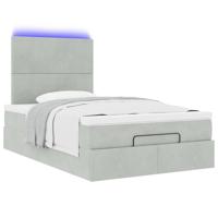 Ottoman bed met matrassen en LED's 90x200cm fluweel lichtgrijs - thumbnail