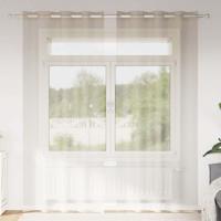 VidaXL Voile gordijn met gordijnen 2 pcs zand 245 x 140 cm polyester - thumbnail