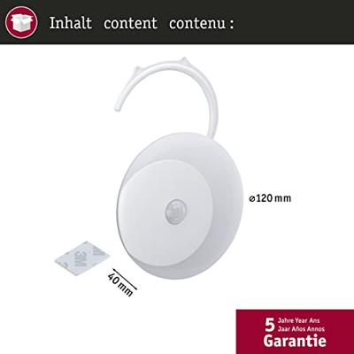 Paulmann Viby 92492 LED-nachtlamp met bewegingsmelder Rond LED Warmwit Wit