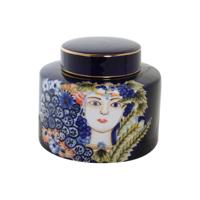 Vaas DKD Home Decor Gezicht Porselein Blauw Multicolour 17 x 17 x 16 cm - thumbnail