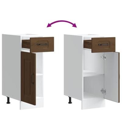 Keuken onderkast Kalmar bewerkt hout bruin eikenkleur Keuken onderkast Kalmar bewerkt hout bruin eikenkleur