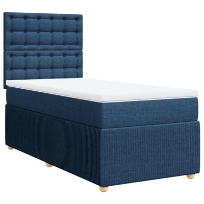 Boxspring met matras stof blauw 100x200 cm - thumbnail