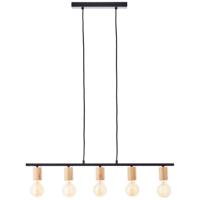 Brilliant 5-lichts hanglampKerry zwart met hout - 99713/76 - thumbnail