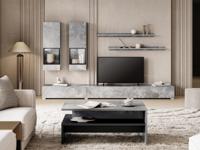 Tv-meubel set BABEL 5 deuren beton met salontafel - thumbnail