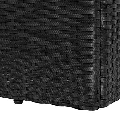 Ligbed met kussen poly rattan zwart