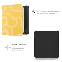 Lunso Kobo Libra Colour hoesje (7 inch) - Vegan Saffiano Leren Sleep Cover - Yellow Wave - thumbnail