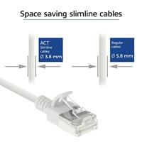 ACT Witte 0,5 meter LSZH U/FTP CAT6A datacenter slimline patchkabel snagless met RJ45 connectoren - thumbnail