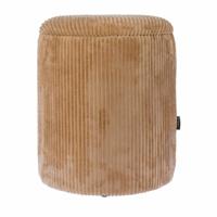 Opberg poef Luka rib beige 44cm - thumbnail