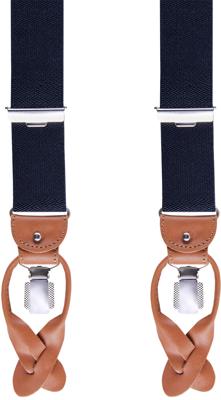 Profuomo Bretels Effen Navy Bruin