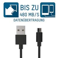 Ansmann USB-kabel USB 2.0 USB-A stekker, USB-micro-B stekker 2.00 m Zwart Aluminium-stekker, TPE-mantel 1700-0077 - thumbnail