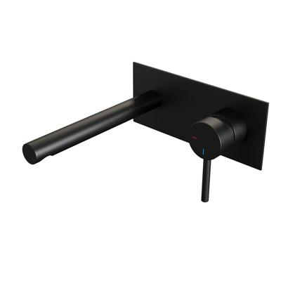 Inbouw Wastafelmengkraan Brauer Black Edition Coldstart Rechte Uitloop Ronde Hendel Rechts Mat Zwart Met Afdekplaat Brauer