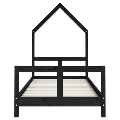 Kinderbedframe 80x200 cm massief grenenhout zwart
