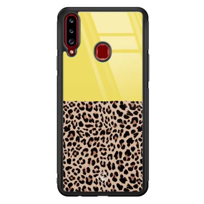 Samsung Galaxy A20s glazen hardcase - Luipaard geel Samsung Galaxy A20s glazen hardcase - Luipaard geel