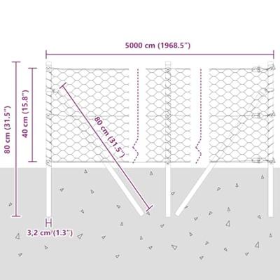 VidaXL Afrasteringspaal grijs 50 x 0,4 m (50 mm mesh) staal en pvc