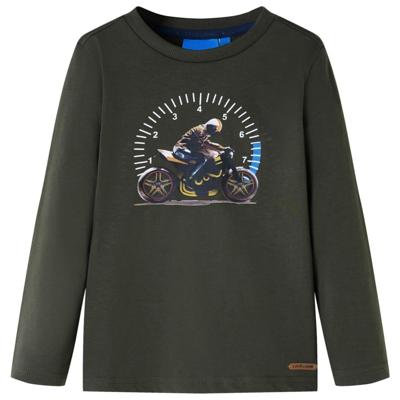 Kindershirt met lange mouwen motorprint 128 kakikleurig Kindershirt met lange mouwen motorprint 128 kakikleurig