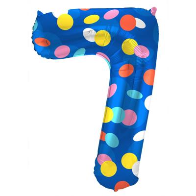 Folieballon &apos;7&apos; Kleurrijke Stippen