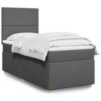 Boxspring met matras stof donkergrijs 100x200 cm - thumbnail
