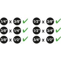 Brilliant Tools BT024006 BT024006 Dopsleuteladapterset Aandrijving 1/4 (6.3 mm), 3/8 (10 mm), 1/2 (12.5 mm), 3/4 (20 mm) 1 stuk(s) - thumbnail