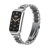 Metalen schakelband met case - Zilver met zwart - Xiaomi Smart band 7 Pro - thumbnail
