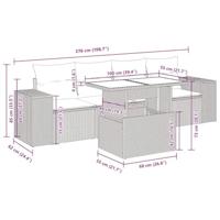 5-delige Loungeset met kussens poly rattan zwart - thumbnail