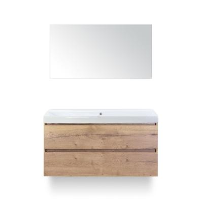 Maxx XL Badmeubelset 120 cm - Natuur Eiken - Wastafel Just Enkel Zonder kraangat - met Spiegel