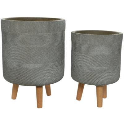 Decoris (r) bloempot op voet outdoor taupe 41 cm set van 2 | 2 stuks