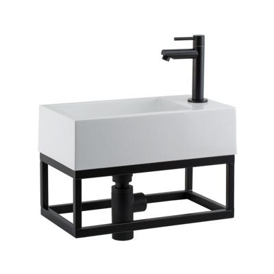 Aqua Splash Fonteinset AQS Solid Black 40x22x10 cm met Mat Zwart Frame - Kraangat Rechts Aqua Splash Fonteinset AQS Solid Black 40x22x10 cm met Mat Zwart Frame - Kraangat Rechts