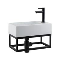 Aqua Splash Fonteinset AQS Solid Black 40x22x10 cm met Mat Zwart Frame - Kraangat Rechts - thumbnail