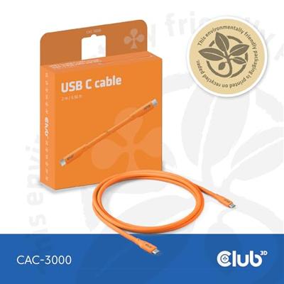 Club3D USB4 Gen 3x2 20Gbps 240W USB Type-C 2m Oranje Club3D USB4 Gen 3x2 20Gbps 240W USB Type-C 2m Oranje