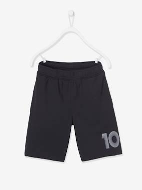 Jongenssportshort nummer 10 van technisch materiaal zwart