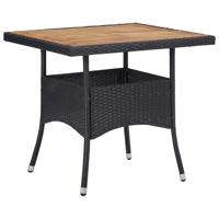 Tuintafel poly rattan en massief acaciahout zwart - thumbnail