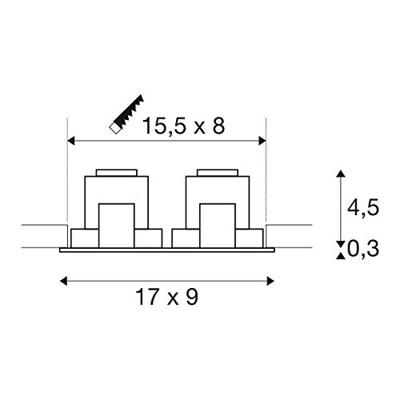 SLV InbouwspotNew Tria 2 LED 2700K zwart met klemveren - 113890