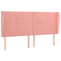 Hoofdbord met randen 183x23x118/128 cm fluweel roze - thumbnail