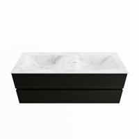 MONDIAZ VICA-DLUX 130cm badmeubel onderkast Urban 2 lades. Inbouw wastafel CLOUD dubbel zonder kraangat, kleur Opalo. - thumbnail