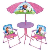 Tuinmeubelen - FUN HOUSE - Gabby tuinmeubelen en de Magic House Tafel 46 x 46 cm 2 klapstoelen parasol 125 x 100 cm - thumbnail