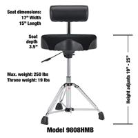 Gibraltar Hardware 9808HMB hydraulisch verstelbare drumkruk met extra groot zadel - thumbnail