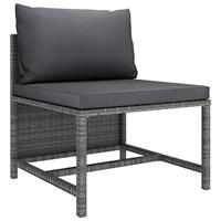 3-delige Loungeset met kussens poly rattan grijs - thumbnail