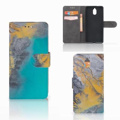 Nokia 3.1 (2018) | Bookcase | Marble Blue Gold Nokia 3.1 (2018) | Bookcase | Marble Blue Gold