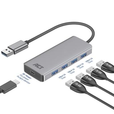 ACT AC6121 USB-A Hub 3.0 | 4x USB-A | Zilver | Aluminium